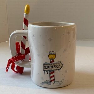 Rae Dunn Ho Ho Ho North Pole snowflake Christmas Mug W/ Spoon